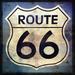 Red Barrel Studio® Strang 'Route 66 Sign' by Graffitee Studios Graphic Art Print on Canvas in Blue | 24 H x 24 W x 1.5 D in | Wayfair