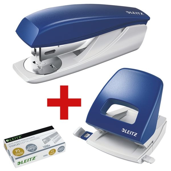Leitz Tacker / Heftgerät »5501 NeXXt« inkl. Locher »5005 NeXXt« und Heftklammern »24/6 blau, 3.5x5.1x12.1 cm Image