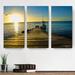 Breakwater Bay 'Wooden Pier' by Christopher Doherty 3 Piece Wrapped Canvas Photographic Print on Canvas in Blue | 20 H x 36 W x 1.5 D in | Wayfair