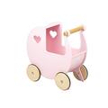 Moover Wooden Doll's Pram for Toddlers, Fully Assembled, Push Along Toy, High Quality Birch Wood Pram, 2 Years+, 46 x 44 x 25 cm, Baby Pink and Natural Wood