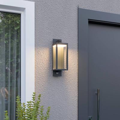 Lucande LED-Außenwandlampe Ferdinand, Bewegungsmelder, grau