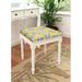 Bungalow Rose Solid Wood Vanity Stool Linen/Wood/Upholstered in Gray/Blue/Yellow | 19 H x 17 W x 16 D in | Wayfair 254EB5ACCE054BCE860649A51D27CAA4