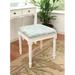 Ophelia & Co. Vanscoy Solid Wood Vanity Stool Linen/Wood/Upholstered in Gray/Green/Blue | 19 H x 17 W x 16 D in | Wayfair