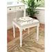 Ophelia & Co. Vannoy Solid Wood Vanity Stool Linen/Wood/Upholstered in Brown/Gray/White | 19 H x 17 W x 16 D in | Wayfair