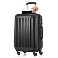 Haputstadtkoffer Hand luggage Hard-shell trolley Rolling suitcase 4 double rolls, Roller Case, 55 cm, 42 liters, Black (Schwarz)