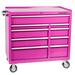 The Original Pink Box Premium Series 45" Wide 9 Drawer Bottom Rollaway Chest Steel in Gray/Pink | 41 H x 45 W x 25 D in | Wayfair PB412409R