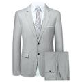 Hanayome Mens Suits 3 Piece Slim Fit Wedding Tuxedo Suit Men Button Formal Suit Blazer Jackets Waistcoat Trousers -Grey 40