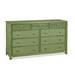 Braxton Culler Summer Retreat 9 Drawer Dresser Wood/Wicker/Rattan in Green/White | 36 H x 64 W x 20 D in | Wayfair 818-141/KIWI