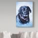 Trademark Fine Art 'Black Lab' Print on Wrapped Canvas in Black/Blue | 19 H x 12 W x 2 D in | Wayfair ALI33193-C1219GG