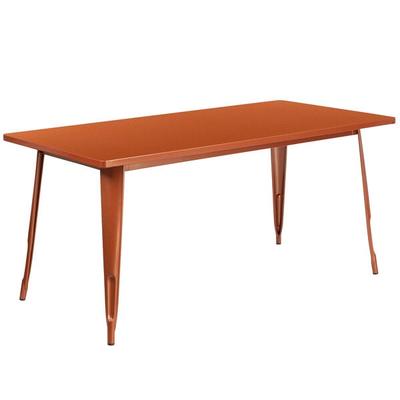 Flash Furniture ET-CT005-POC-GG 31 1/2" x 63" Copper Metal Indoor / Outdoor Rectangular Cafe Table