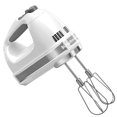 KitchenAid KHM7210WH White 7 Speed Hand Mixer with Stainless Steel Turbo Beaters and Pro Whisk - 120V