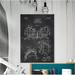 Williston Forge 'Football Shoulder Pad Blueprint Patent Chalkboard' Wrapped Canvas Print on Canvas in Black/Gray | 18 H x 12 W x 0.75 D in | Wayfair