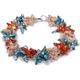 JYX Pearl Necklace for Women Two-Strand Pink, Blue and Orange Baroque Freshwater Pearl and Crystal Beads Necklace