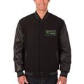 Men's JH Design Black NASCAR Monster Energy Cup Series Wool & Leather Varsity Jacket