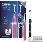Oral-B Smart 4 2x Electric Toothbrushes For Adults, Mothers Day Gifts For Her / Him, App Connected Handles & 2 Toothbrush Heads, 3 Modes with Teeth Whitening, 2 Pin UK Plug, 4900, Pink/Black