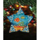 The Holiday Aisle® Star Fish Shaped Wood Ornament Shaped Wood Ornament Wood in Blue/Brown | 5 H x 5 W x 1 D in | Wayfair