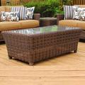 Sol 72 Outdoor™ Newcastle Coffee Table Glass/Wicker/Rattan in Brown | 18 H x 48 W x 23 D in | Wayfair 86C03D5F428845BDA5063F9D7FD199C6