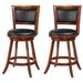 Red Barrel Studio® Komarek Swivel 24.25" Counter Stool Wood/Upholstered/Leather/Genuine Leather in Black/Brown/Red | Wayfair