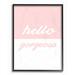 Stupell Industries Hello Gorgeous Split Oversized Textual Art Canvas in Pink | 20 H x 16 W x 1.5 D in | Wayfair brp-1902_fr_16x20