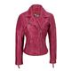 Ladies Women Vintage Style Soft Antique Washed Real Leather Biker Jacket Slim Fit Size in 6 Colours[AYESHA,Pink,5XL-22]