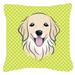 Caroline's Treasures Checkerboard Golden Retriever Indoor/Outdoor Throw Pillow Polyester/Polyfill blend in Green | 18 H x 18 W x 5.5 D in | Wayfair