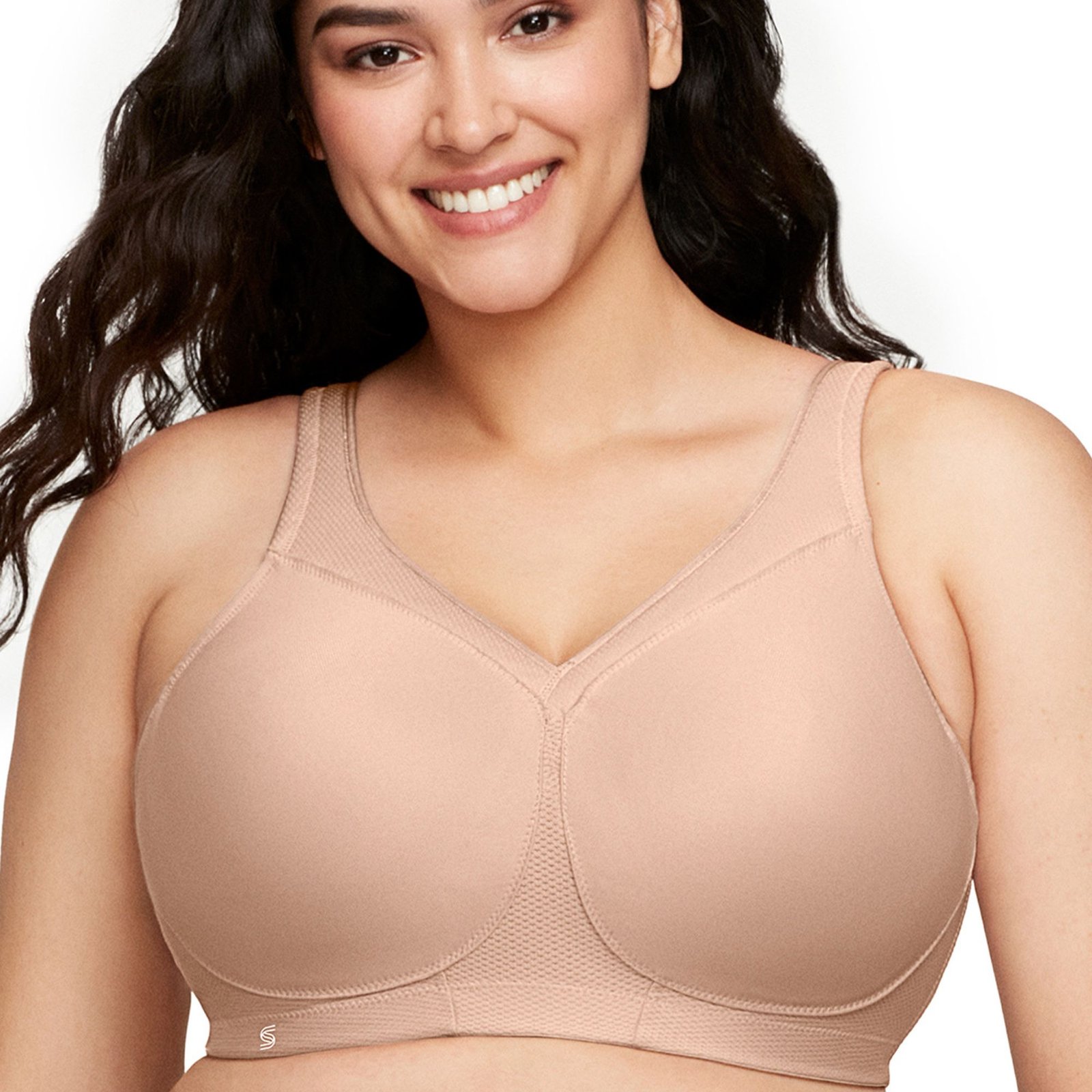 Glamorise MagicLift Seamless Sports Bra (Size 40-F) Beige, Lycra,Nylon,Polyester