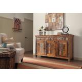 Loon Peak® 60 Inch Handcrafted 3 Drawer Reclaimed Wood Cabinet Console Buffet Wood in Brown | 36 H x 60 W x 18 D in | Wayfair