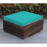 Latitude Run® Billyjo Large Ottoman w/ Cushion Wicker/Rattan in Pink/White | 13 H x 32 W x 32 D in | Outdoor Furniture | Wayfair