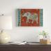 East Urban Home 'Elephant Caravan IIM' Graphic Art Print Canvas in Blue/Green/Red | 13.6 H x 19.6 W x 1.5 D in | Wayfair ETUH6057 42481579