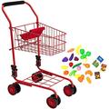 The New York Doll Collection Toy Shopping Trolley for Kids and Toddler Dolls - Easy Storage Metal Frame – Kids Shopping Trolleys Red Colour