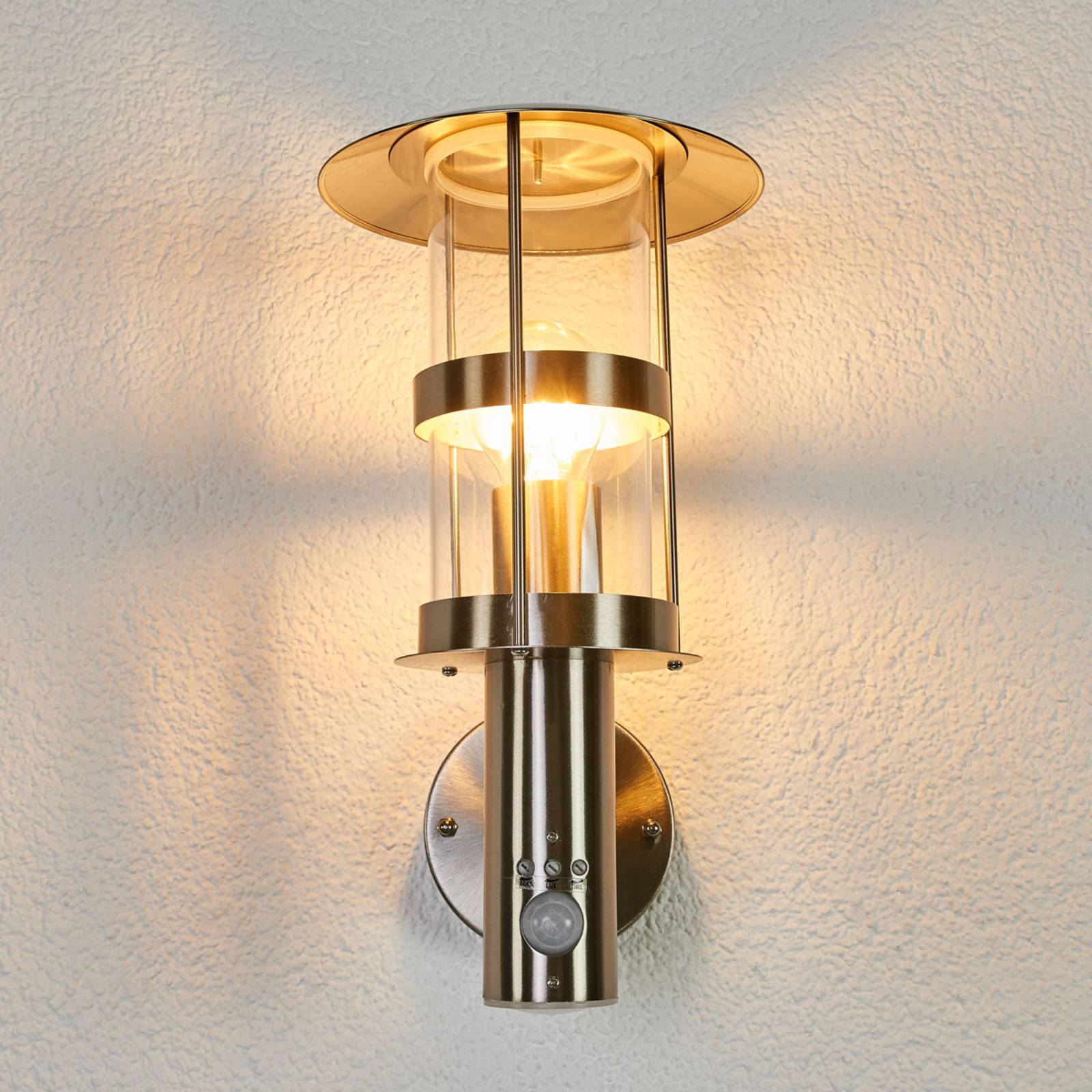 Aussenwandleuchte mit Bewegungsmelder Noemi Lindby, dimmbar, alu / grau / zink, Edelstahl, Modern