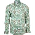 Relco Mens Green & White Platinum Range Paisley Long Sleeved Button Down Vintage Shirt Mod 60s 70s, Large