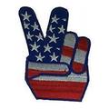 PEACE SIGN WITH AMERICAN FLAG PATCH FINGERS STARS STRIPES PATRIOTIC PROTEST