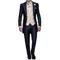 Men's Navy Blue Groom Tuxedos 3 PC Tailcoat Notch Lapel Wedding Suits Men Suit Navy 38 Chest / 32 Waist