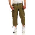 Geographical Norway Men's 3/4 Cargo Trousers Panoramique Bermuda with Belt Large Side Pockets, Mastic, L