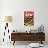 East Urban Home 'Science Fiction Quarterly Rocket Man Attacks' Graphic Art Print on Canvas in White | 36 H x 24 W x 1.5 D in | Wayfair