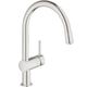 Mitigeur évier cuisine Minta mousseur extractible, finition Supersteel - Grohe