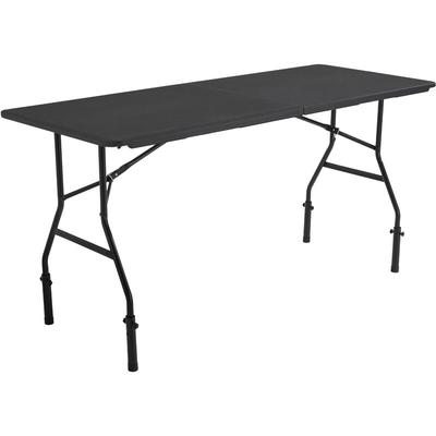 Oviala - Table pliante noire avec 4 réhausses - Noir