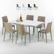 Table Rectangulaire Blanche 150x90cm Avec 6 Chaises Colorées Grand Soleil Set Extérieur Bar Café