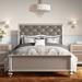 Rosdorf Park Loucks Solid Wood & Sleigh Bed Wood & /Upholstered/Faux leather in White | 58 H x 78 W x 82 D in | Wayfair