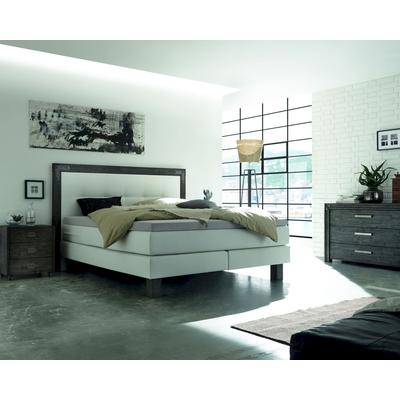 Hasena Boxspringbett Pronto Memphis 160x200 cm / Akazie Vintage braun, lackiert / Pepe Anthrazit 328 / Agrea-Top