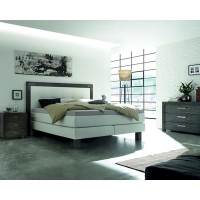 Hasena Boxspringbett Pronto Memphis 160x200 cm / Akazie Vintage braun, lackiert / Pepe Beige 327 / Base-Top Image