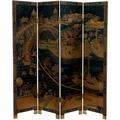 World Menagerie Patricia 52.48" W x 72" H 4- Panel Bamboo/Rattan Folding Room Divider Wood in Black/Brown | 72 H x 52.48 W x 1 D in | Wayfair