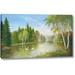 Ophelia & Co. 'Beautiful Lake' by Helmut Glassl Giclee Art Print on Wrapped Canvas in Green | 14 H x 24 W x 1.5 D in | Wayfair