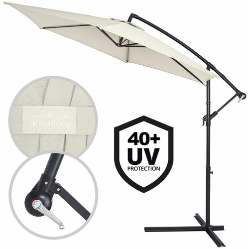 Sonnenschirm Ampelschirm Alu Ø300cm UV-Schutz 40+ Marktschirm Kurbelsonnenschirm wasserabweisend
