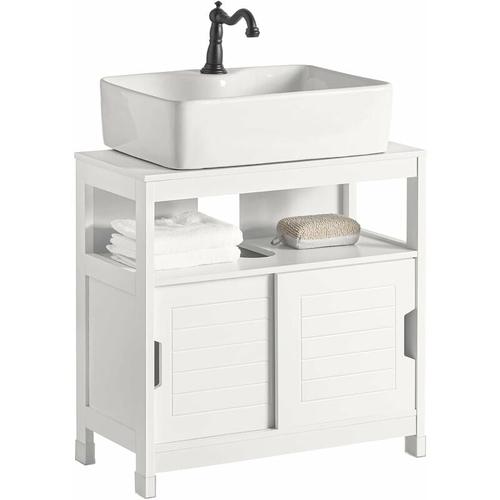 Sobuy – FRG128-W Waschbeckenunterschrank Badmöbel Badschrank mit Fußpolster Waschtisch Unterschrank