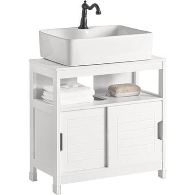 Sobuy - FRG128-W Waschbeckenunterschrank Badmöbel Badschrank mit Fußpolster Waschtisch Unterschrank Image