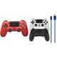 Sony Dualshock 4 Gamepad PlayStation 4, Rot + Amazon Basics - Controller-Ladekabel für die PlayStation 4-2er-Pack