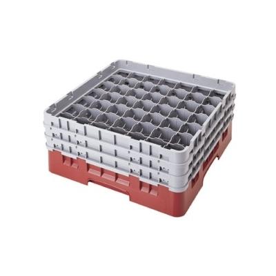 Cambro Camrack 49S800-163 Full Size 49 Compartments Glass Rack with 4 Extenders - Red