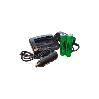 Wicked Hunting Lights 2-Position Charger Kit with AC/DC Charge Adaptors and 2-pack Li-Ion Batteries W2045